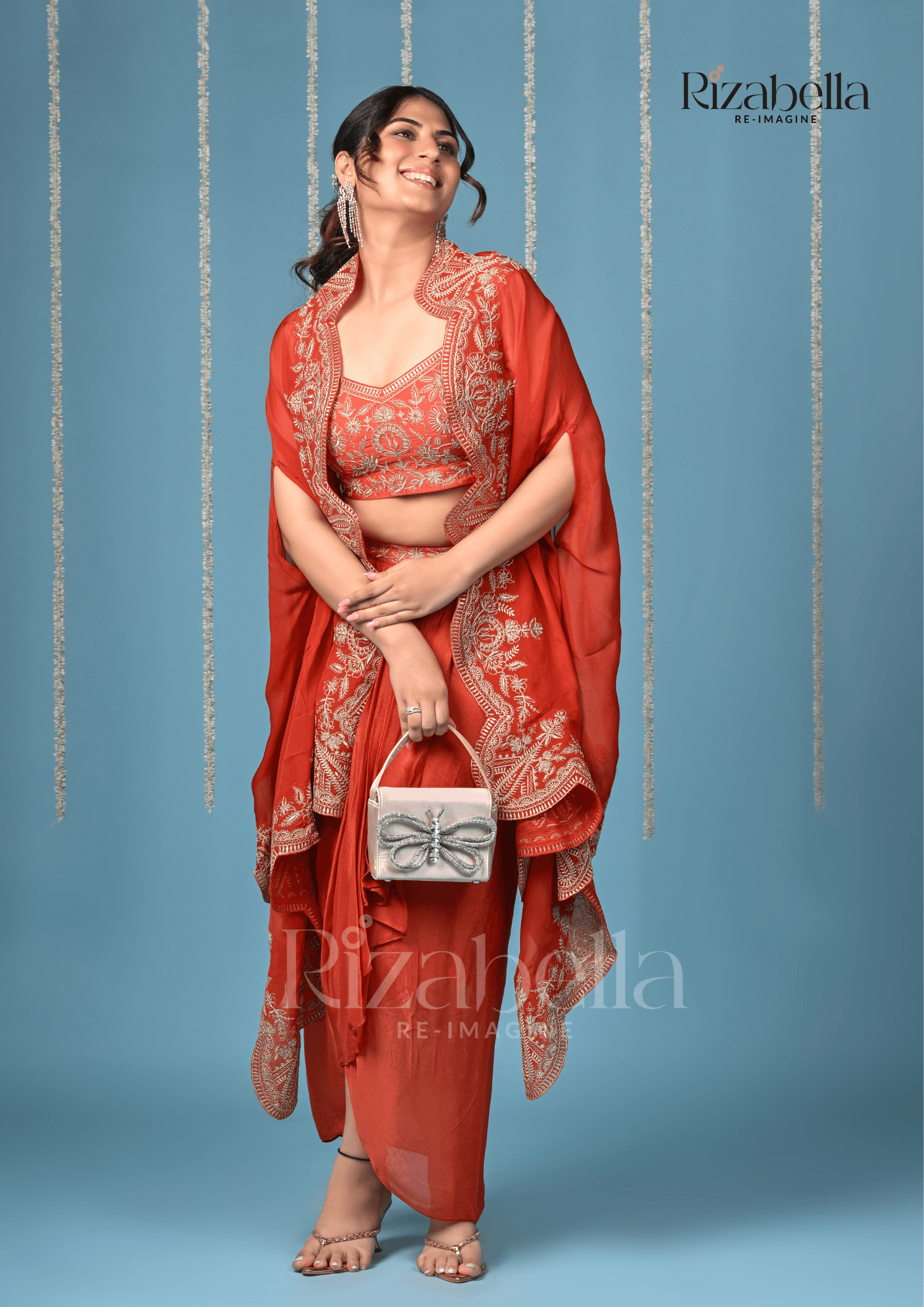 3 PCS rust, drape skirt with heavy Cape - Image 5