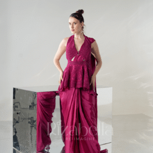 Luxe Peplum Drape Saree Set