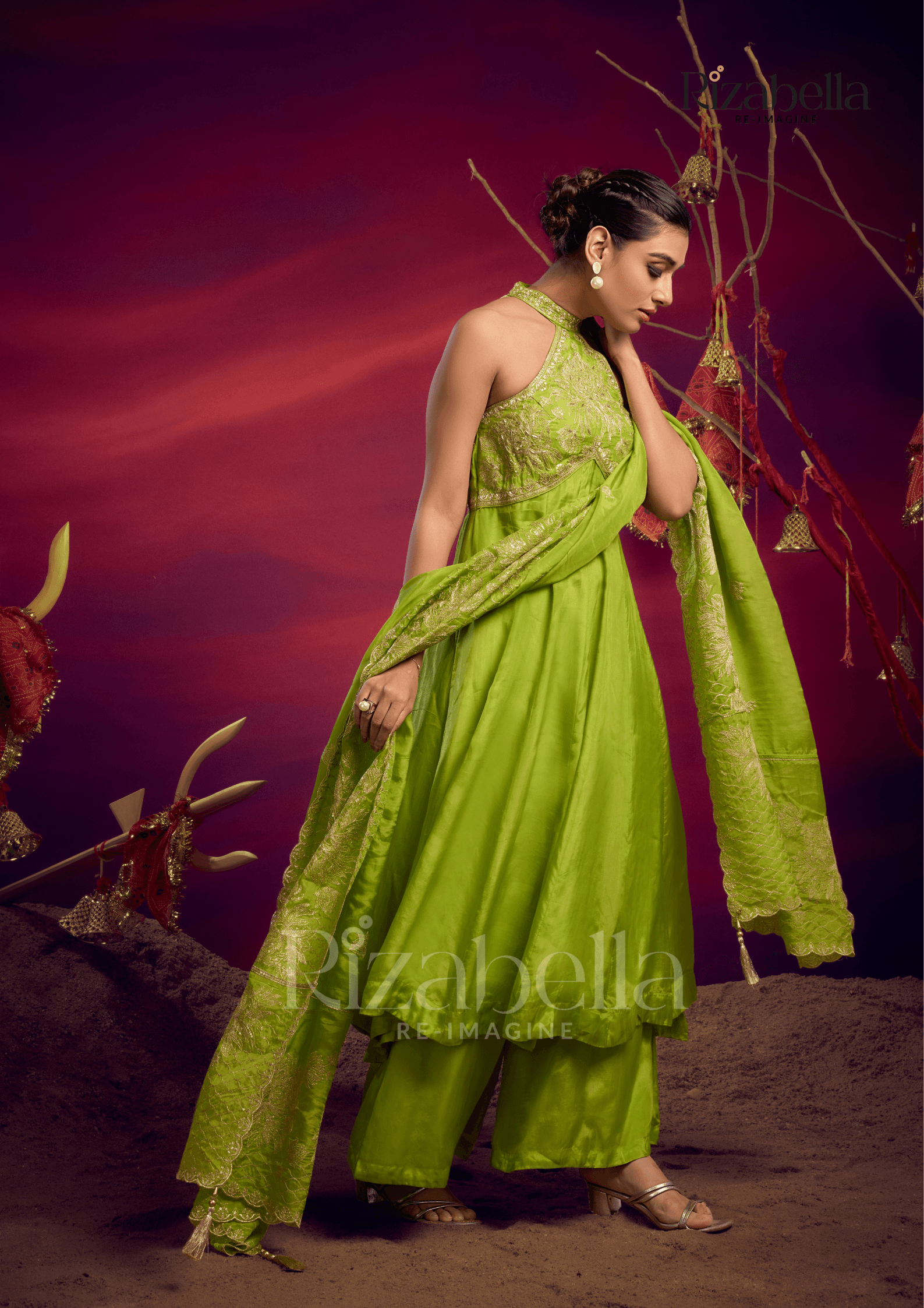 Halter neck zari anarkali - Image 9
