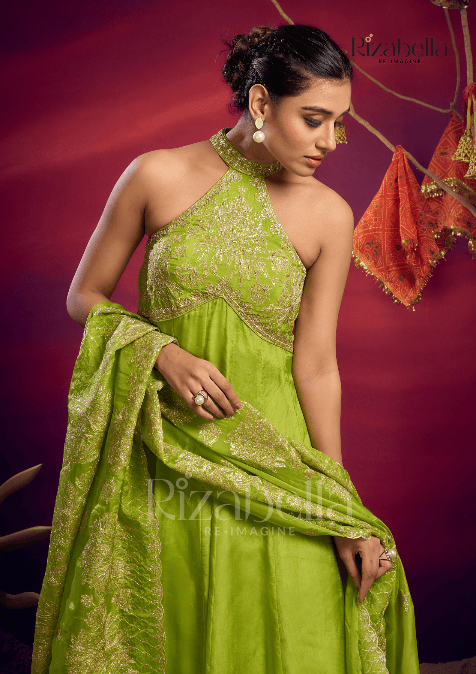 Halter neck zari anarkali - Image 4