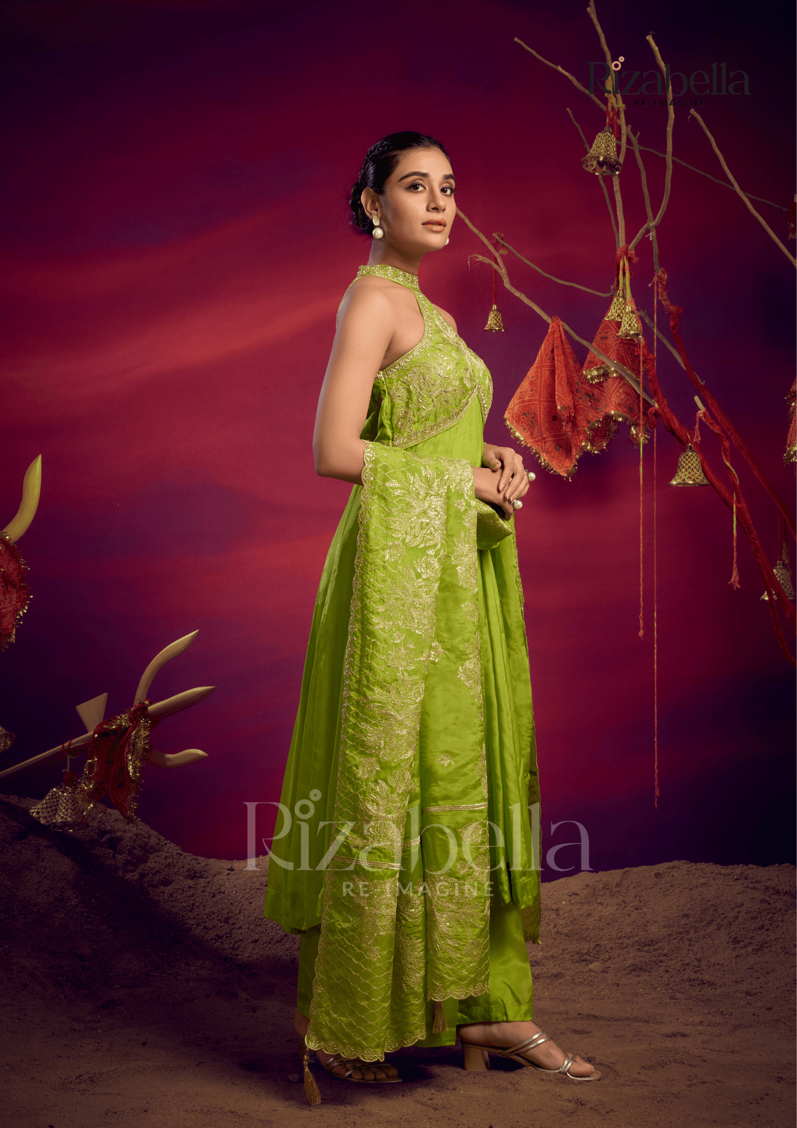 Halter neck zari anarkali - Image 5