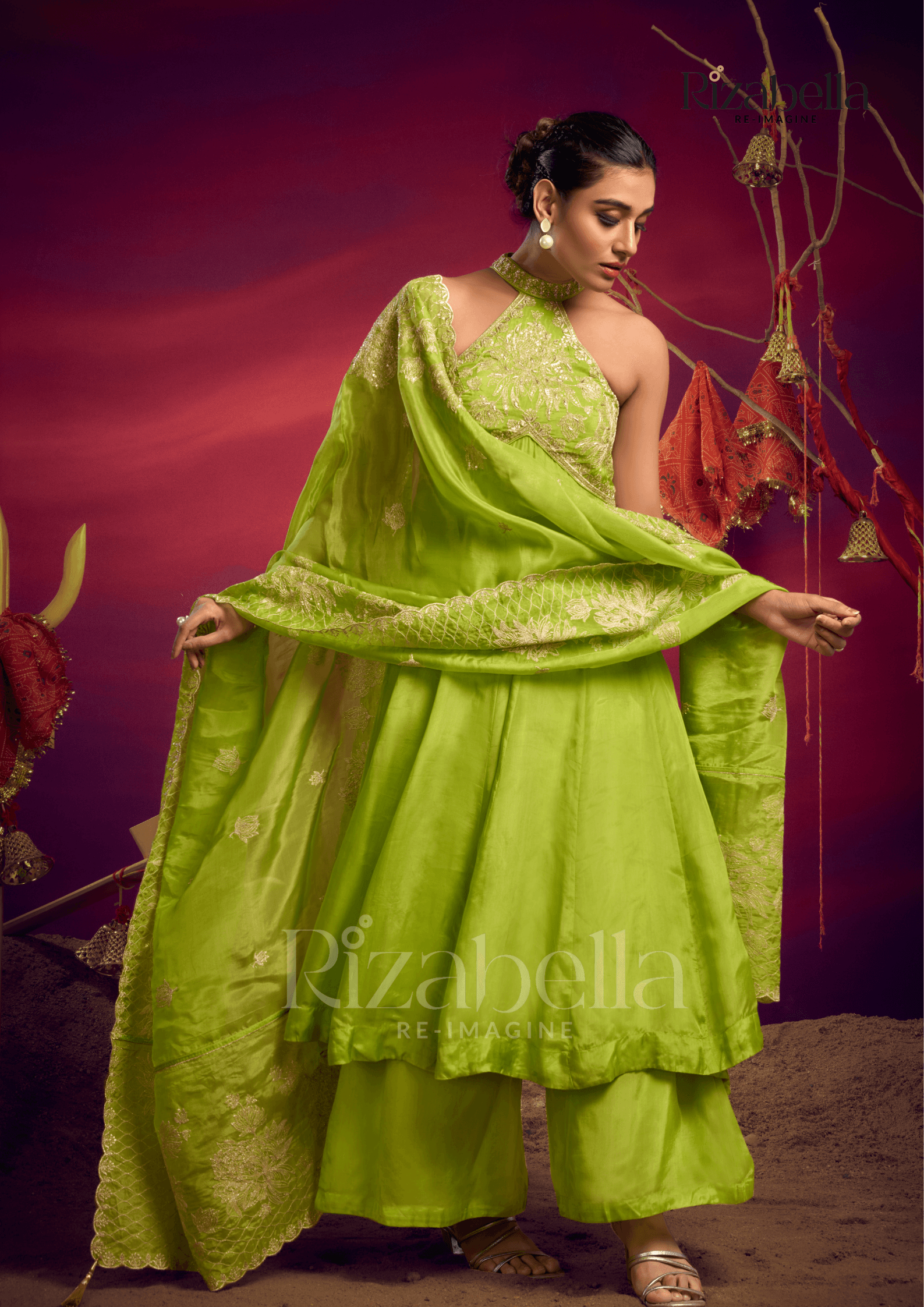 Halter neck zari anarkali - Image 2