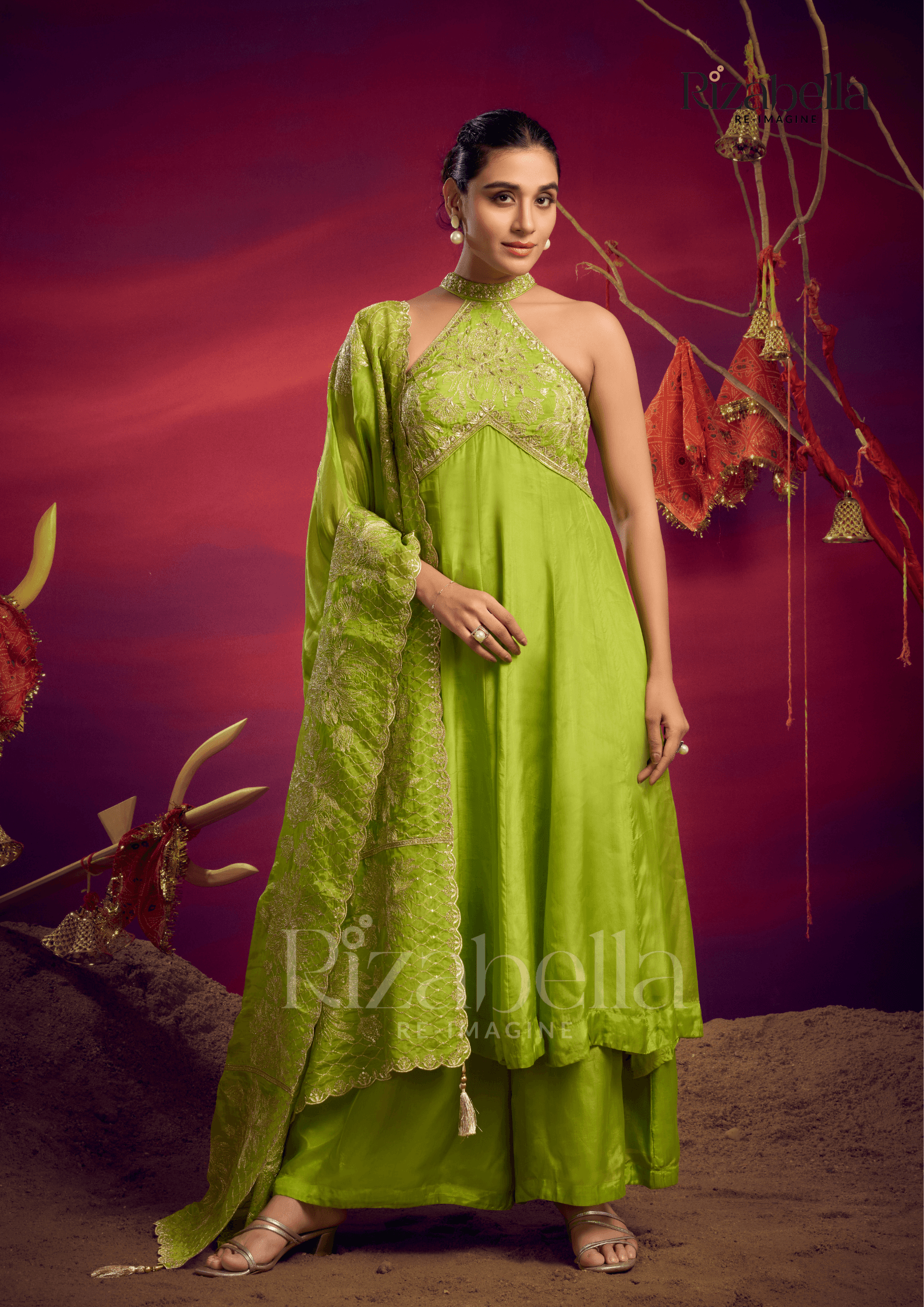 Halter neck zari anarkali - Image 8