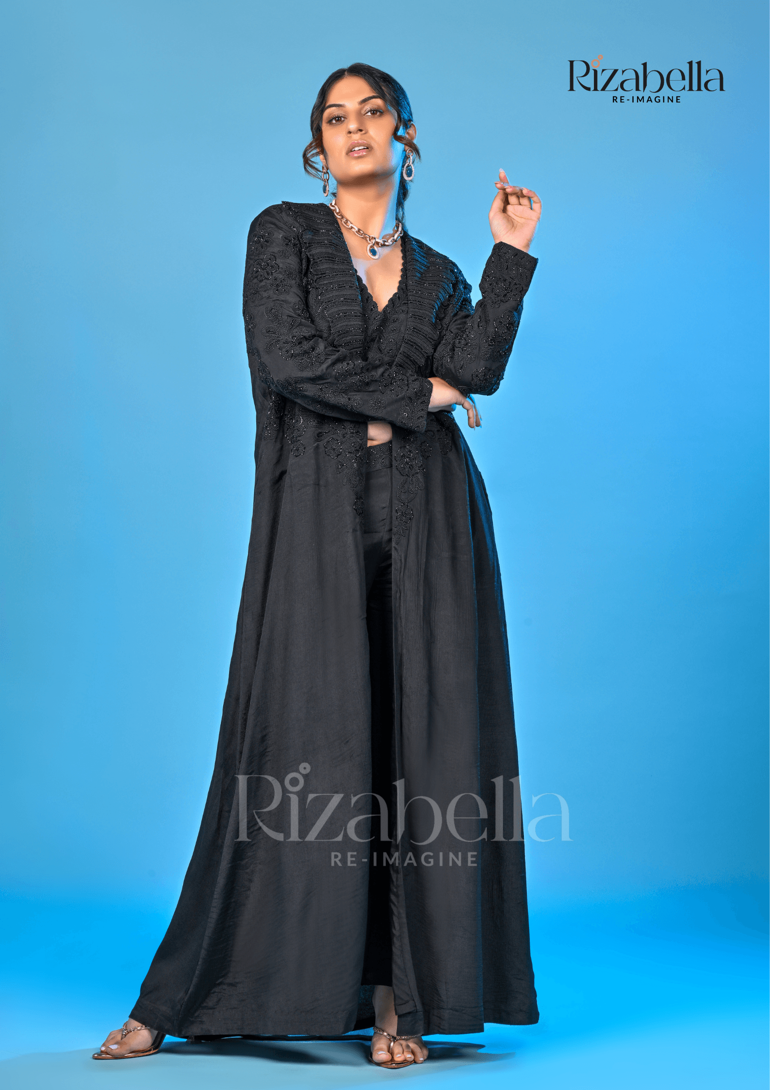 Black Rose 3-Piece Co-ord Set with Lace Jacket - Image 3