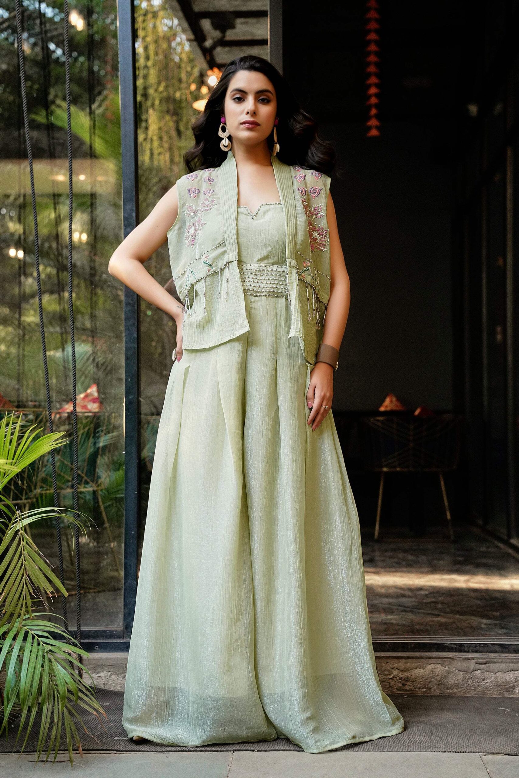 Signature jacket palazzo set - Ivory