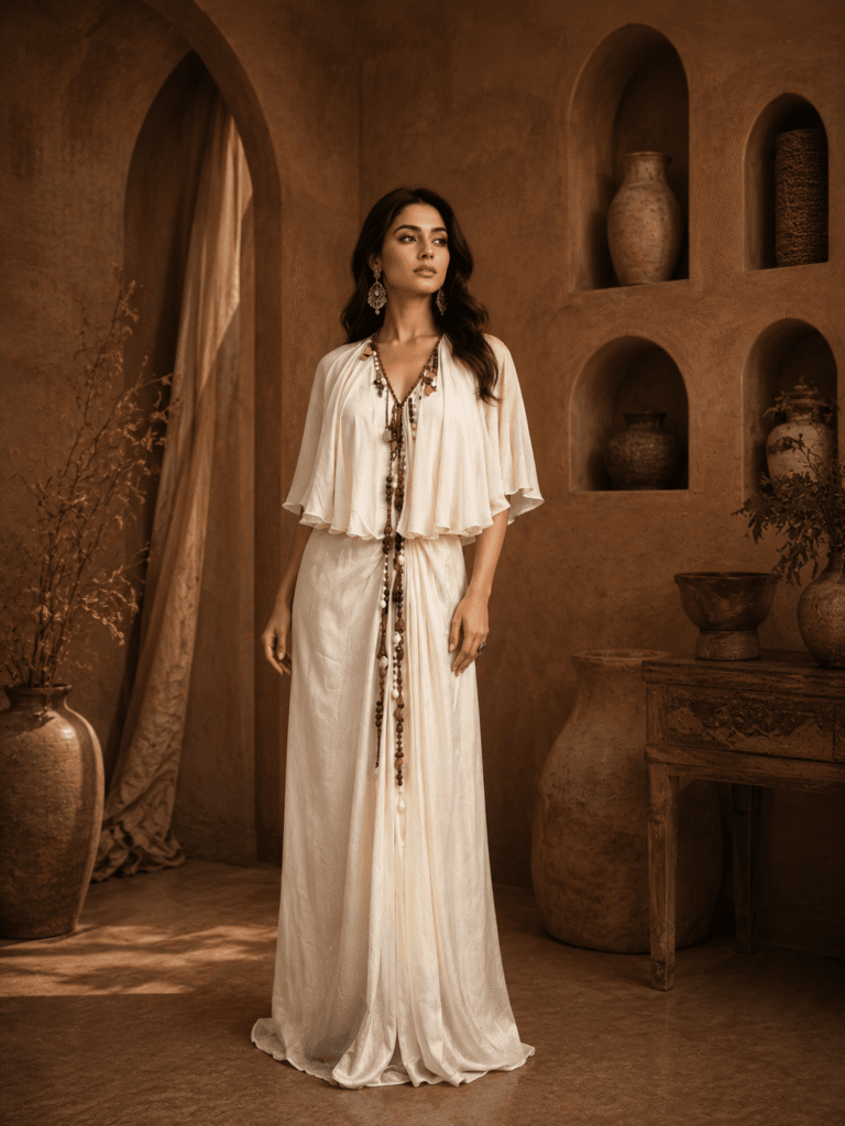 Nomad Luxe Cape Gown White