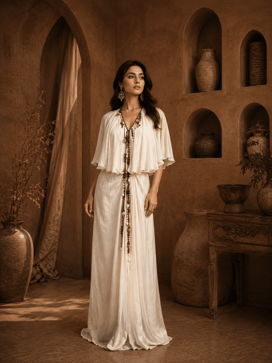 Nomad Luxe Cape Gown White