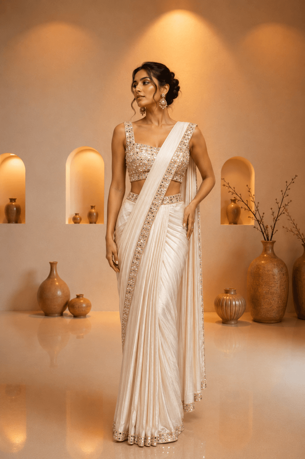 Royal Sapphire Crystal Saree Set