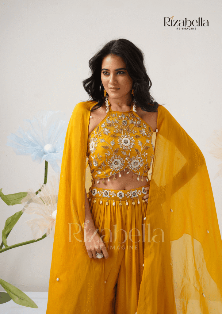 Lehenga Set with Peacock & Floral handwork