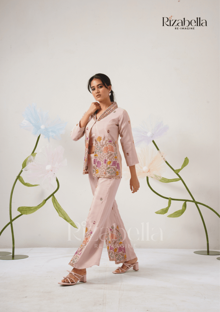 Rosé Garden Hand-Embroidered Ensemble