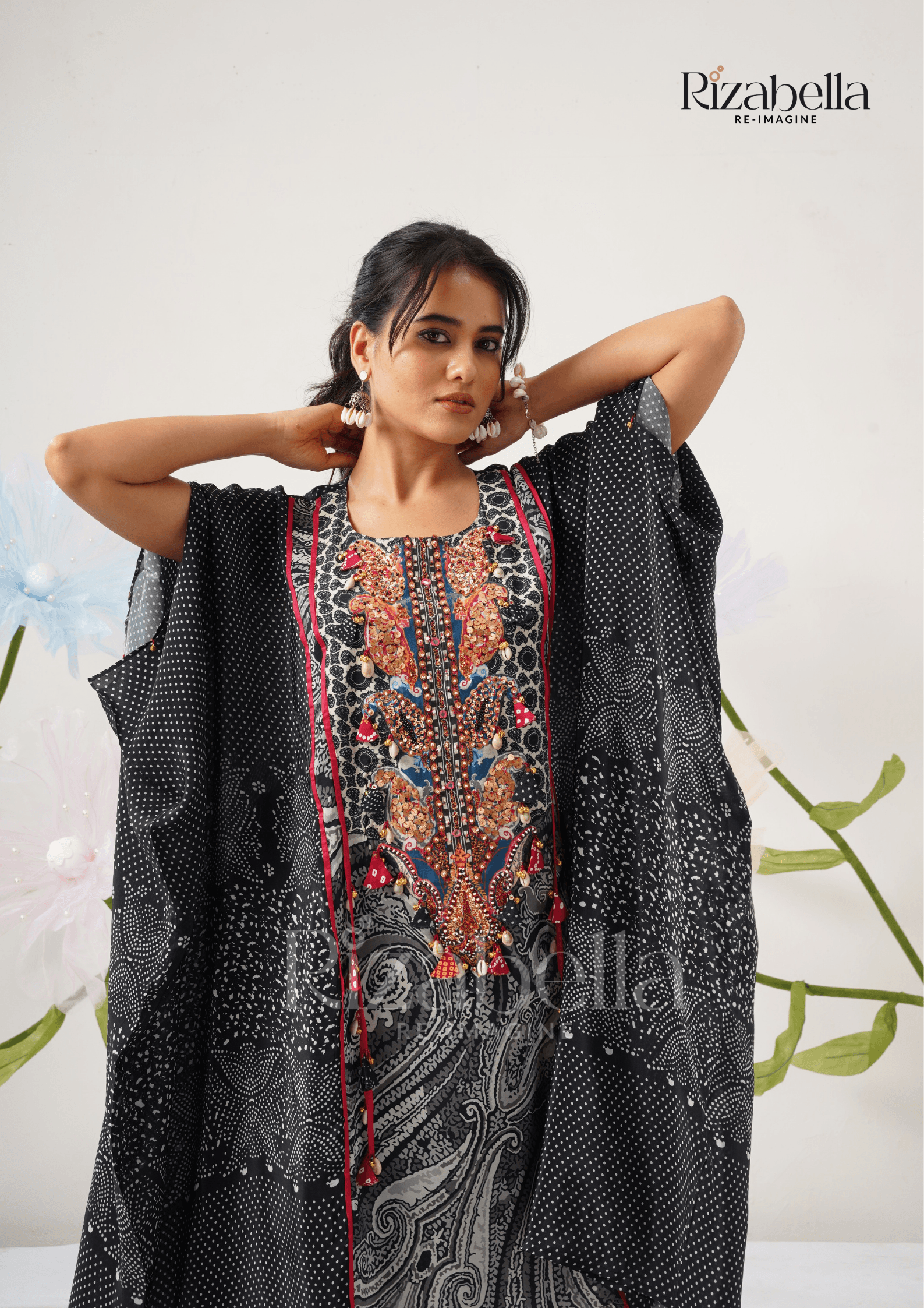 Midnight Muse Embroidered Kaftan Set - Image 4