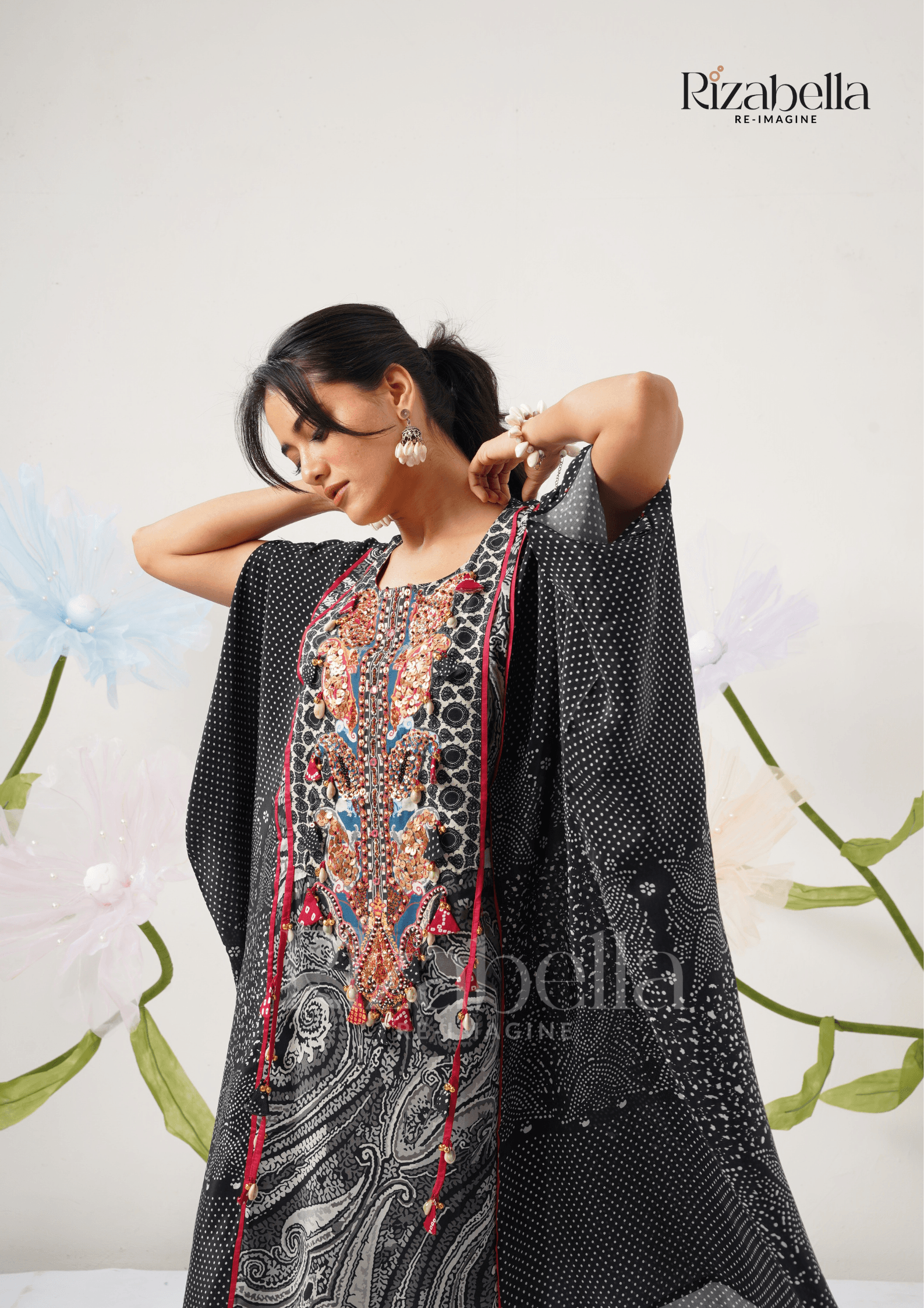 Midnight Muse Embroidered Kaftan Set