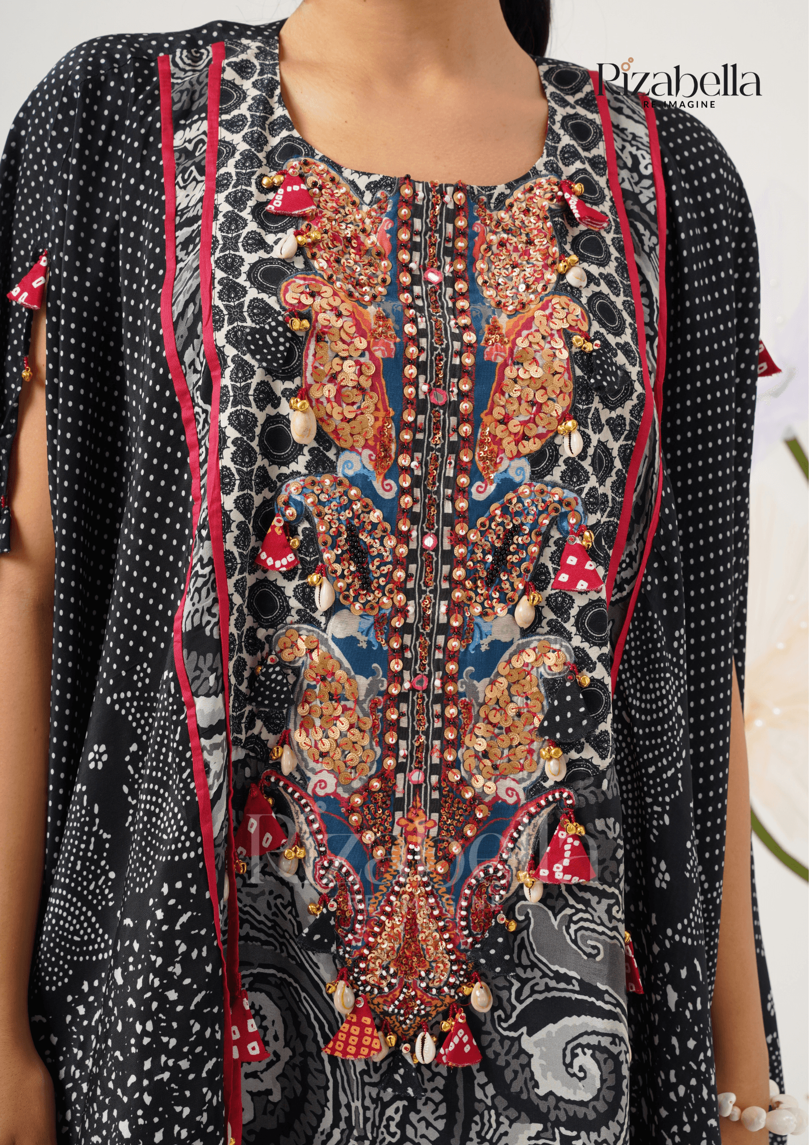 Midnight Muse Embroidered Kaftan Set - Image 3