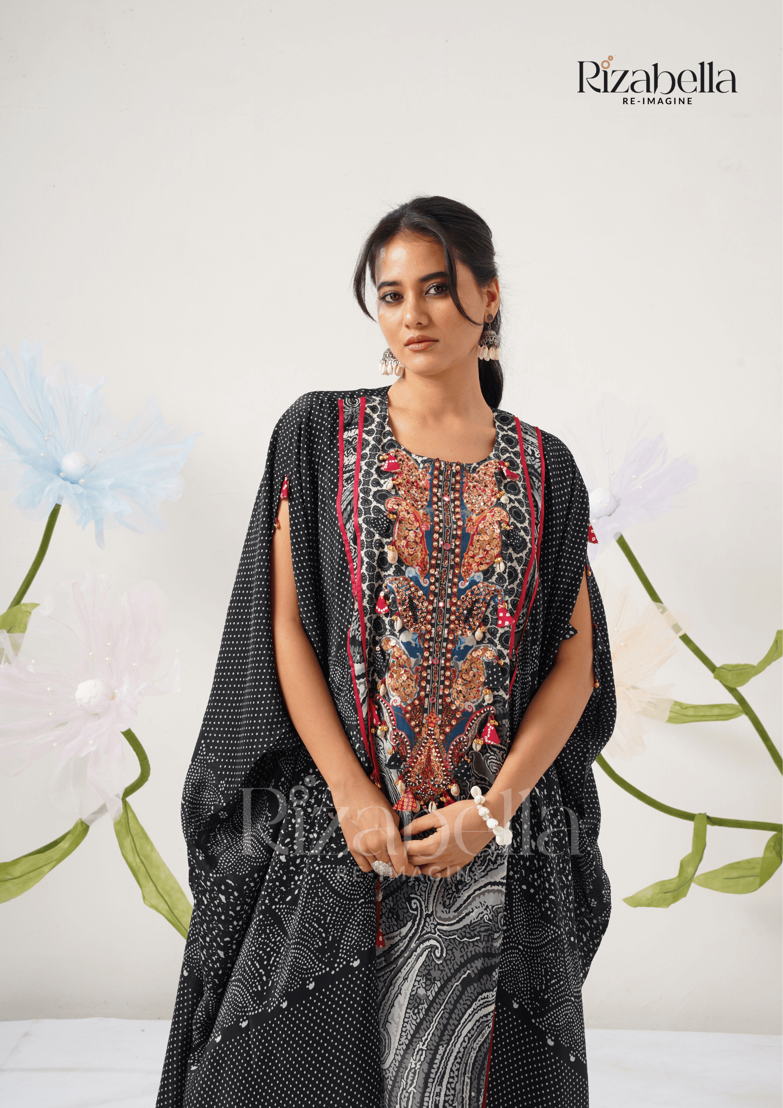 Midnight Muse Embroidered Kaftan Set - Image 2