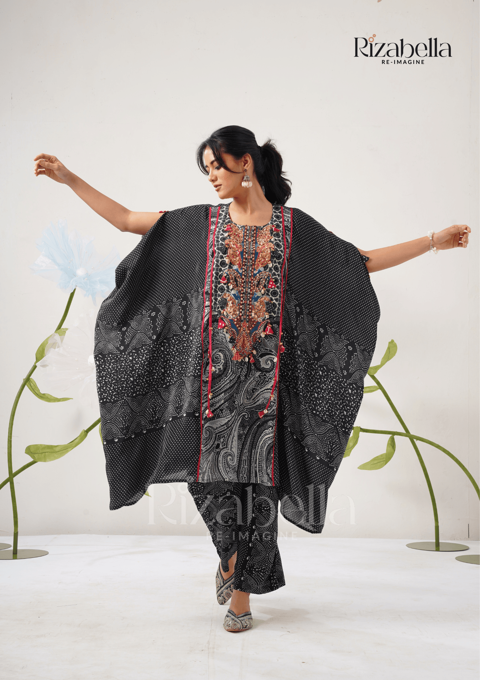 Midnight Muse Embroidered Kaftan Set - Image 5