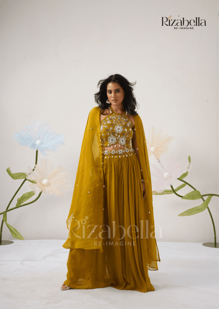 Lehenga Set with Peacock & Floral handwork