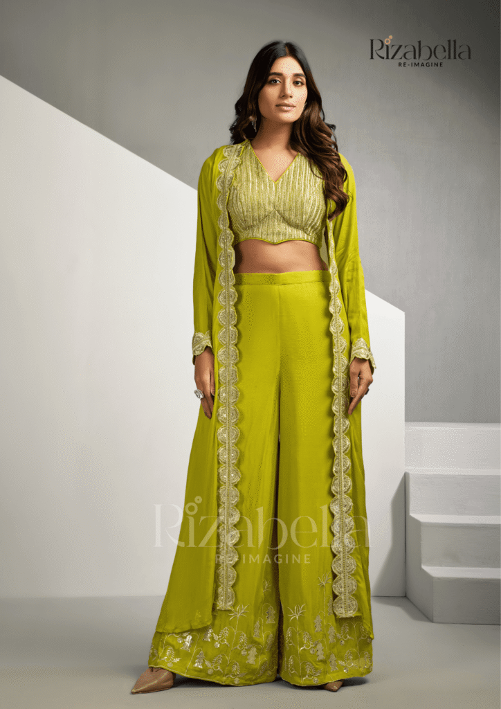 Signature Embroidered blouse & jacket set