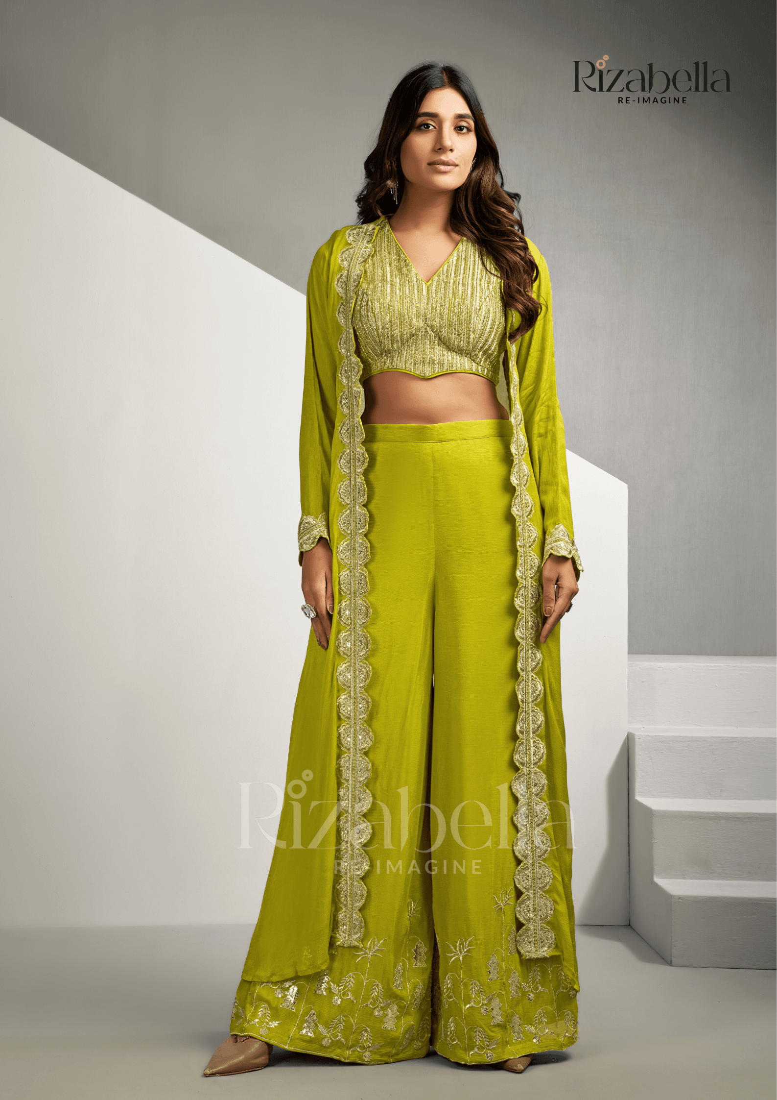Signature Embroidered blouse & jacket set