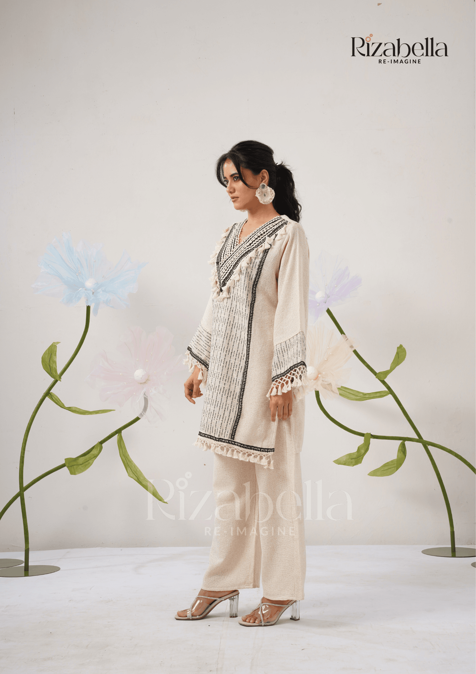Jute Co-ord with Tribal Stitch Detail - Image 5
