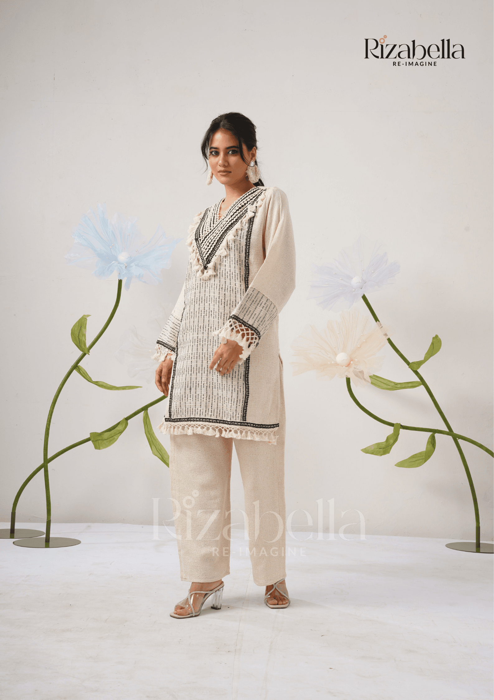 Jute Co-ord with Tribal Stitch Detail - Image 7