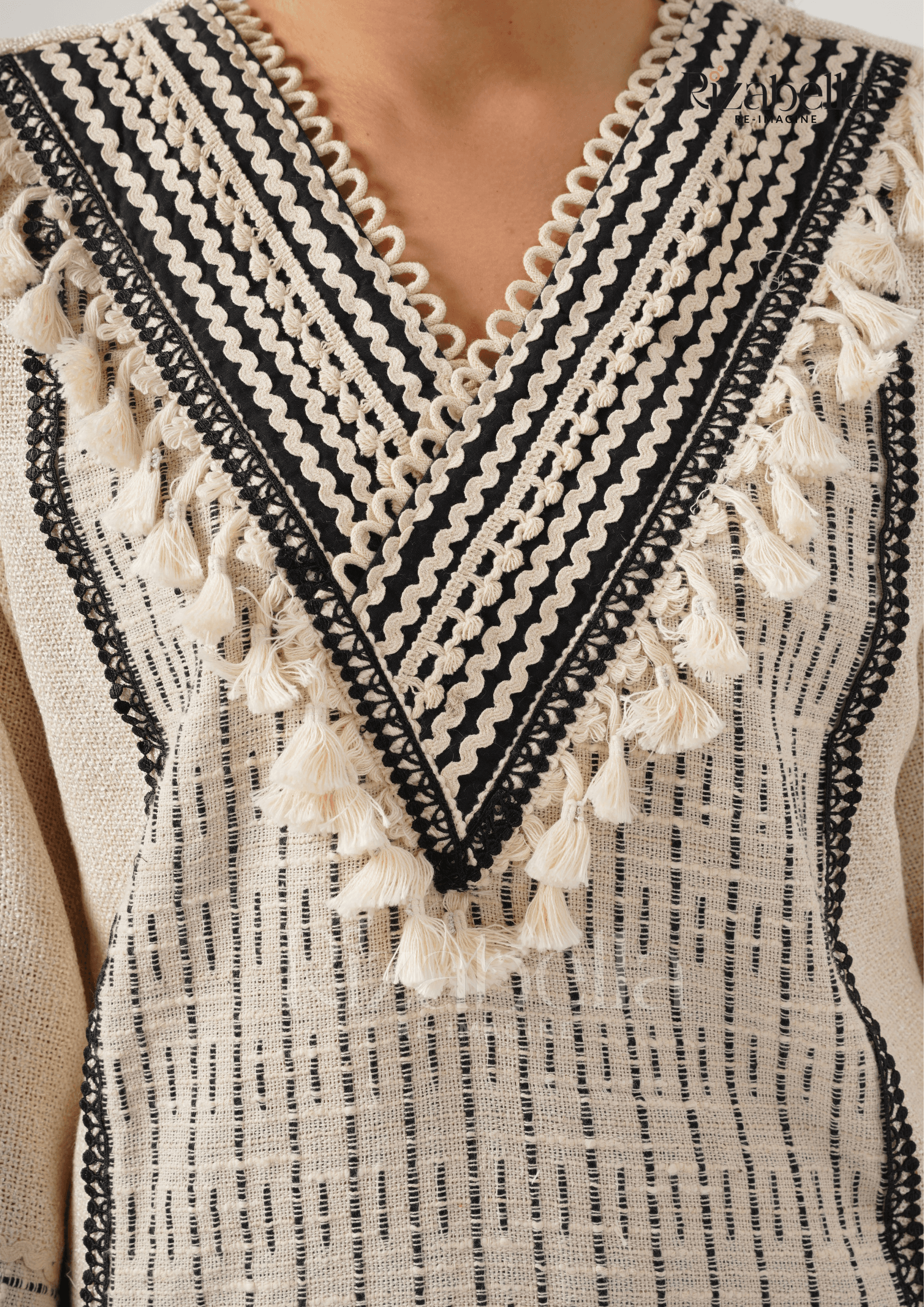 Jute Co-ord with Tribal Stitch Detail - Image 4