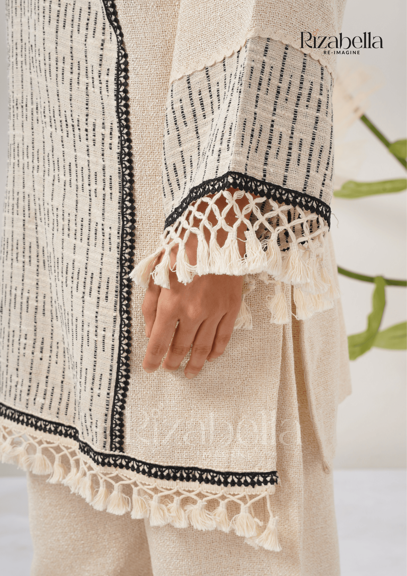 Jute Co-ord with Tribal Stitch Detail - Image 10