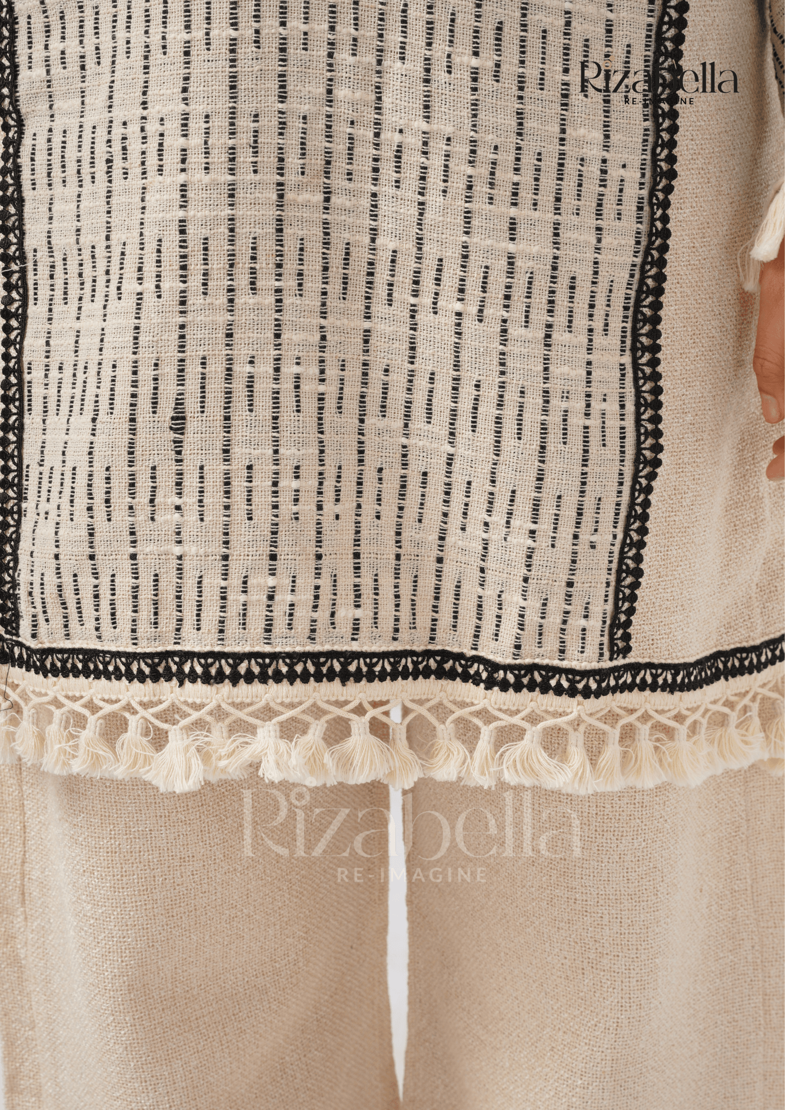Jute Co-ord with Tribal Stitch Detail - Image 11