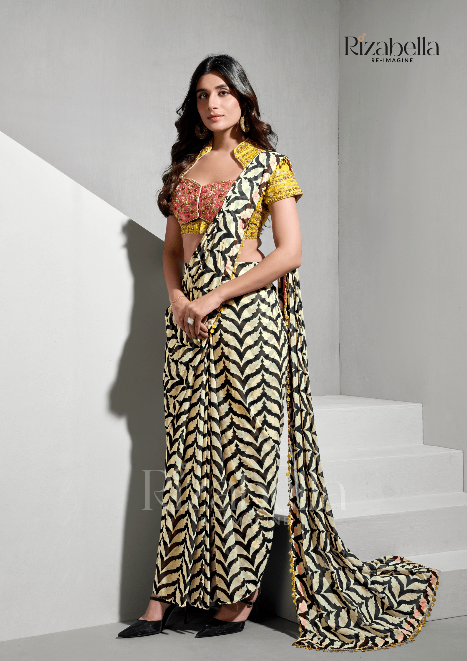 Rajwada Bloom Printed Saree - Image 7