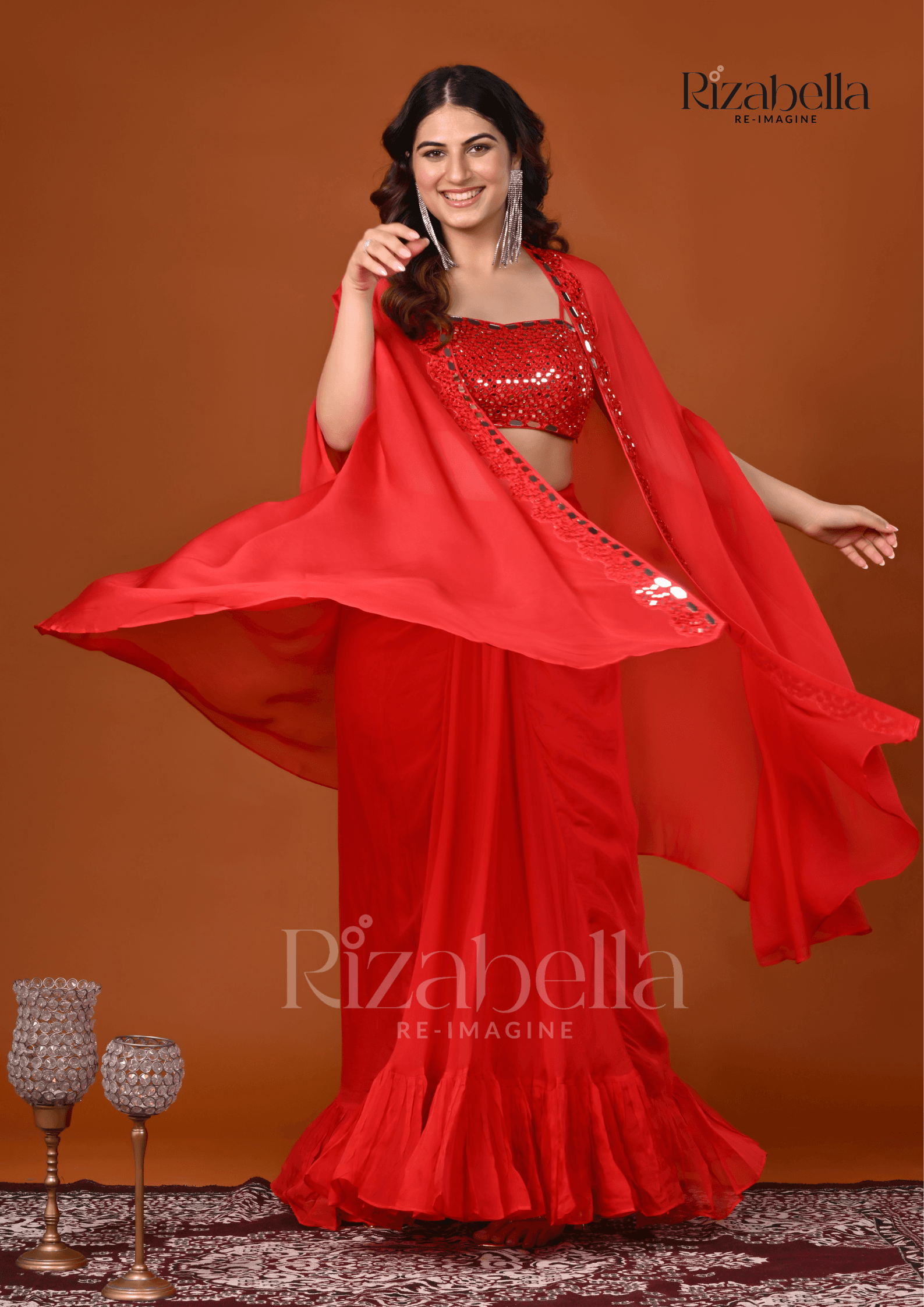 3 PCS drape skirt and mirror work - Image 2