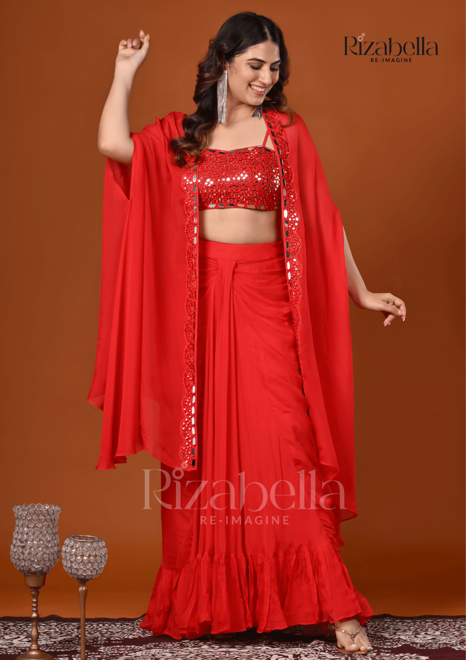 3 PCS drape skirt and mirror work - Image 3