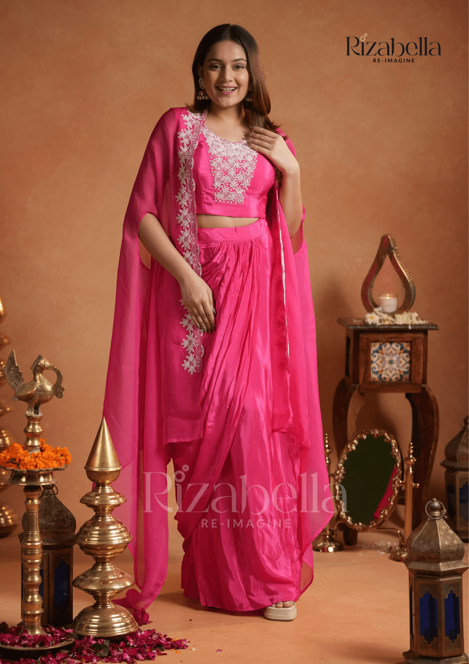 3 PCS dhoti style drape skirt - Image 3