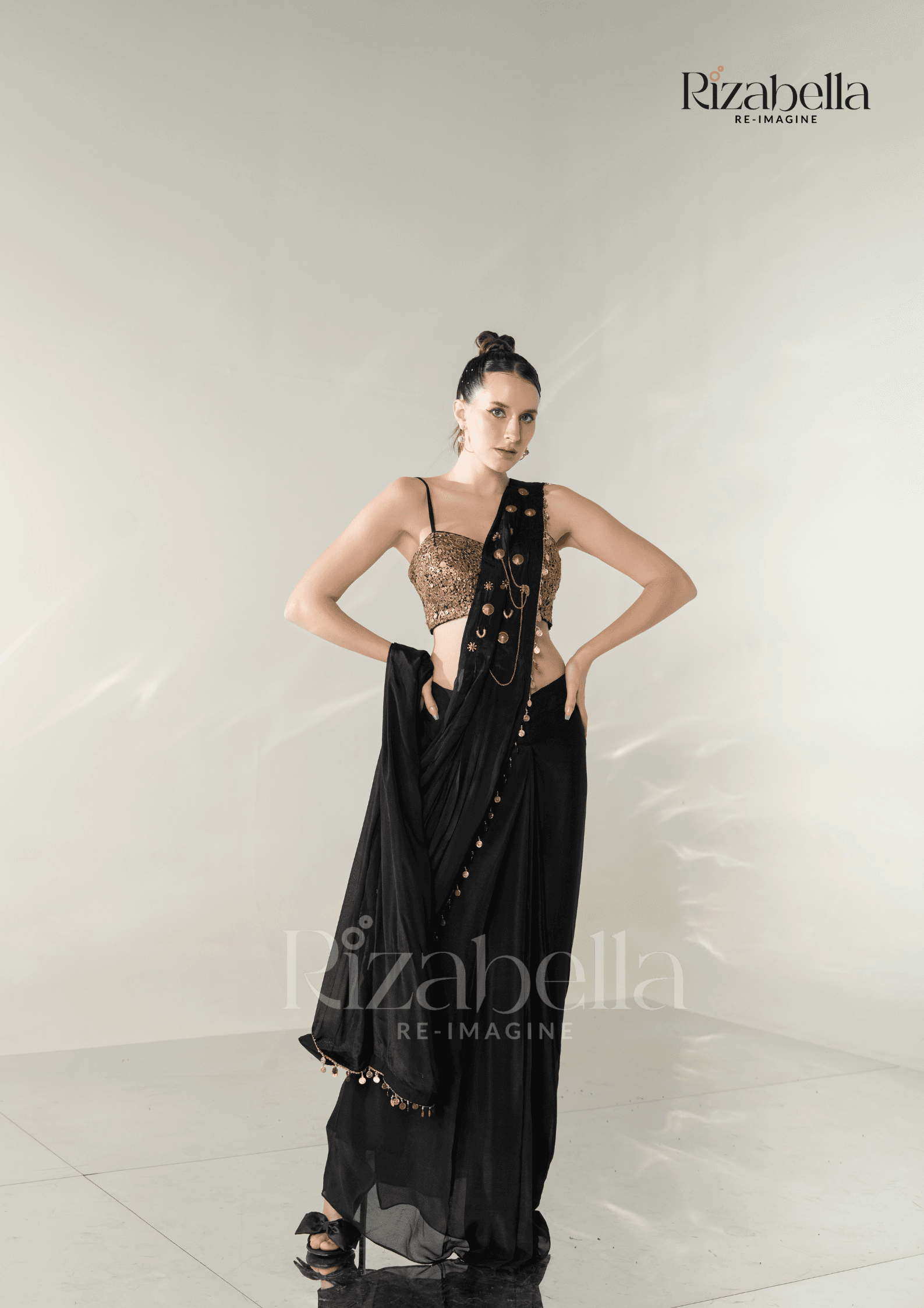 Ruby Noire Saree Set - Image 4
