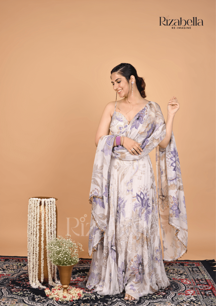 Lavender Floral Lehenga