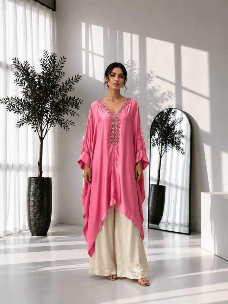 Embellished Kaftan Co-ord Set Pink