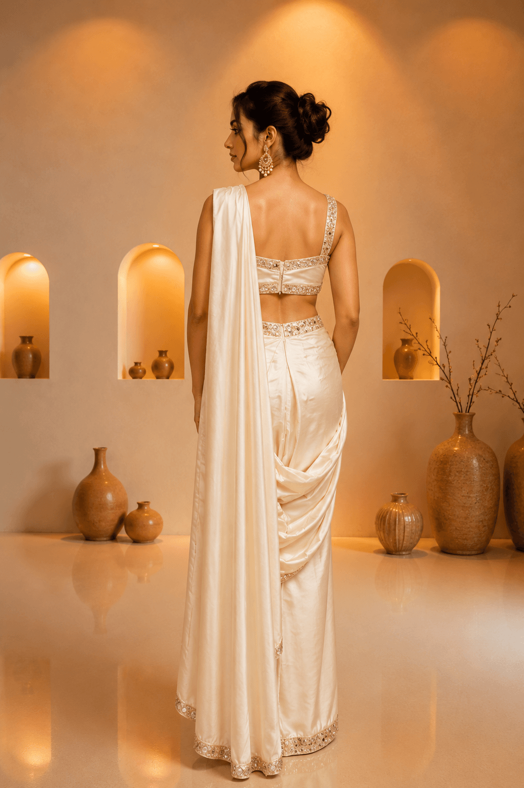 Royal Sapphire Crystal Saree Set - Image 5