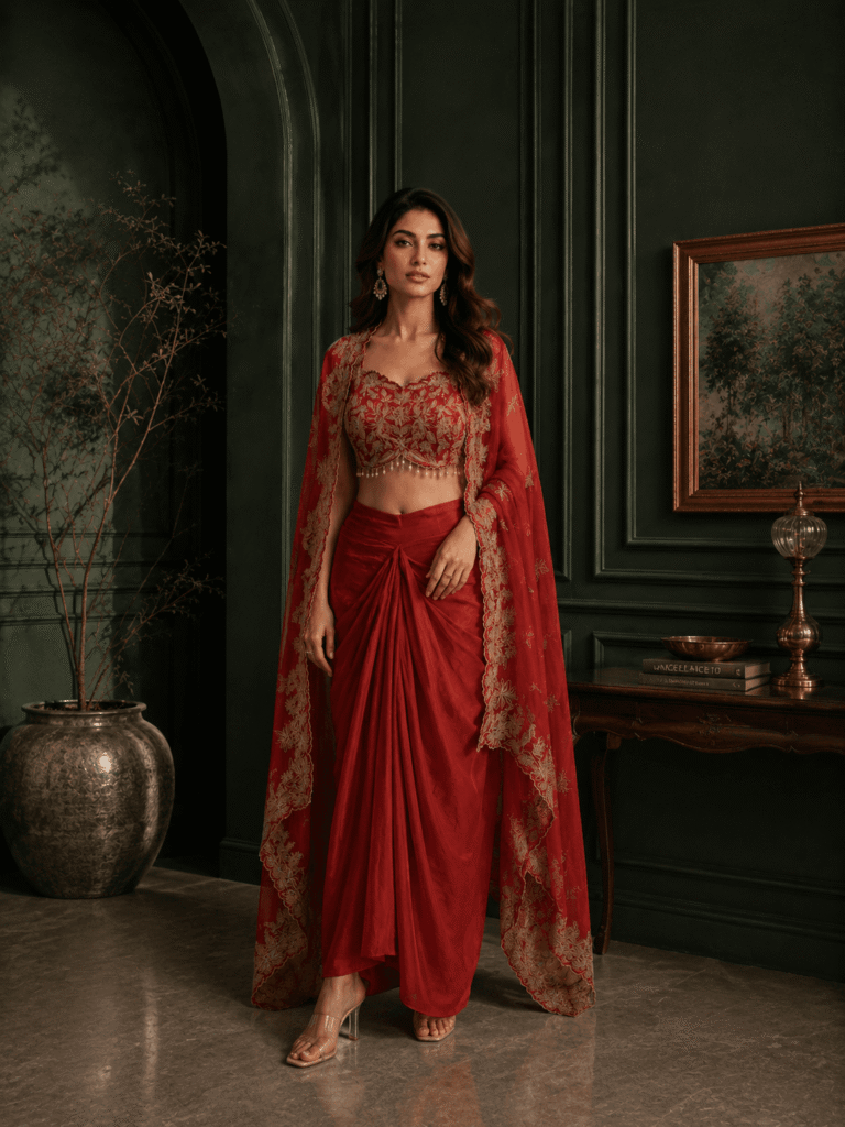 Blossom Cape Drape skirt Set