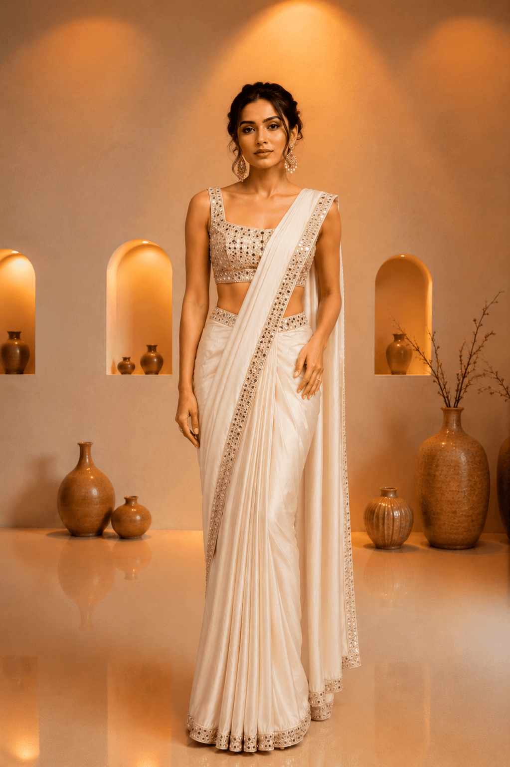Royal Sapphire Crystal Saree Set - Image 6