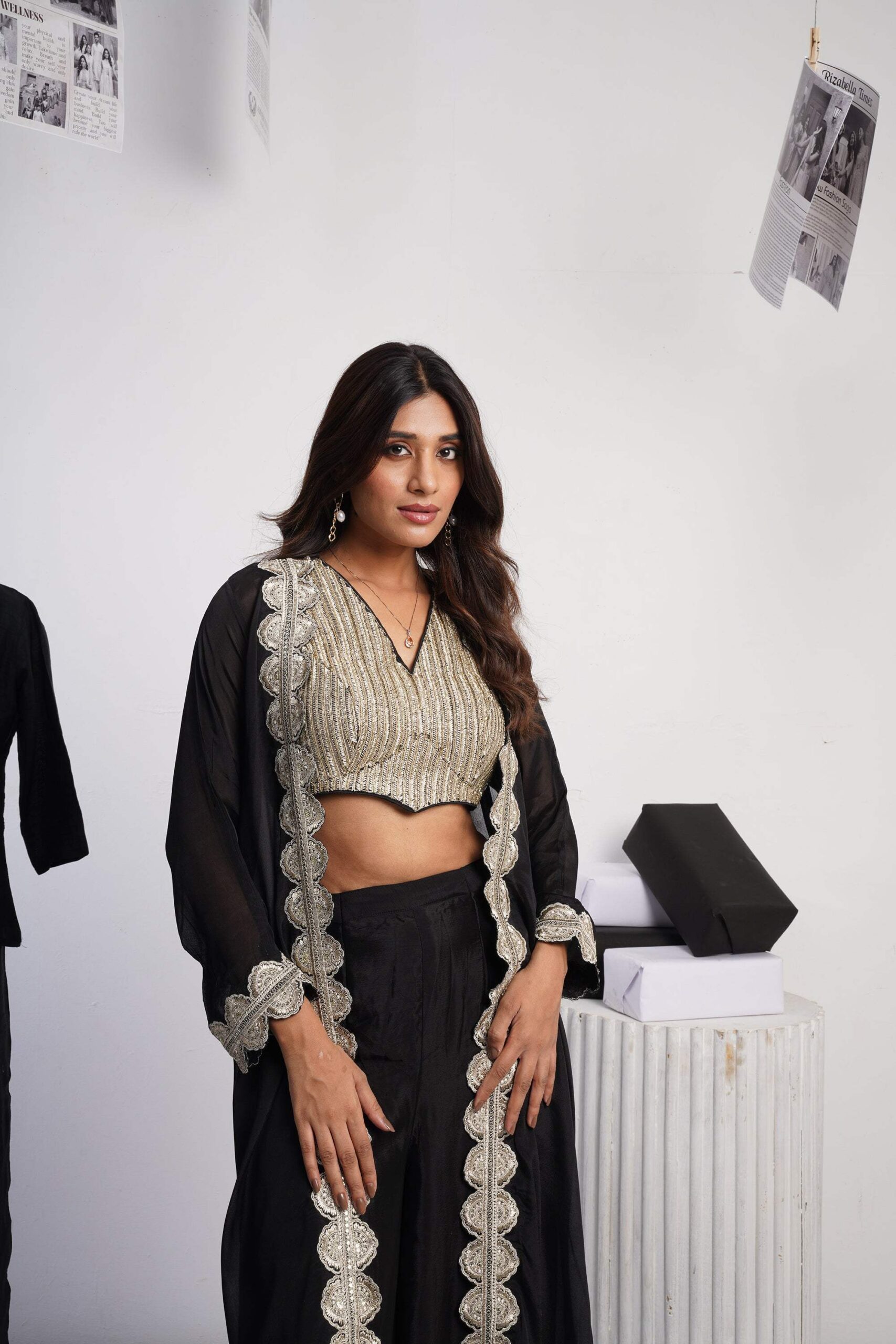 Signature Embroidered blouse & jacket set