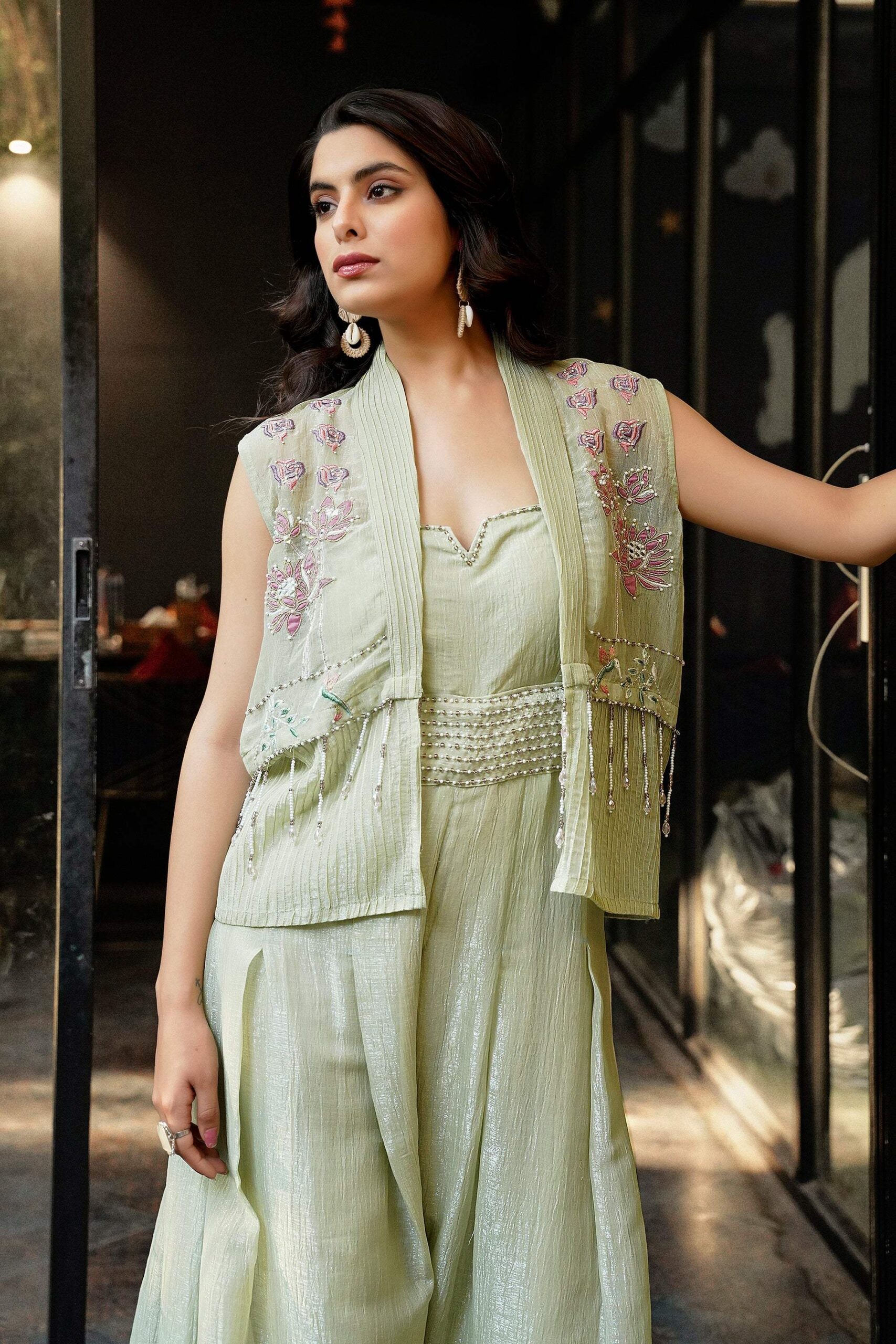 Signature jacket palazzo set - Ivory - Image 3