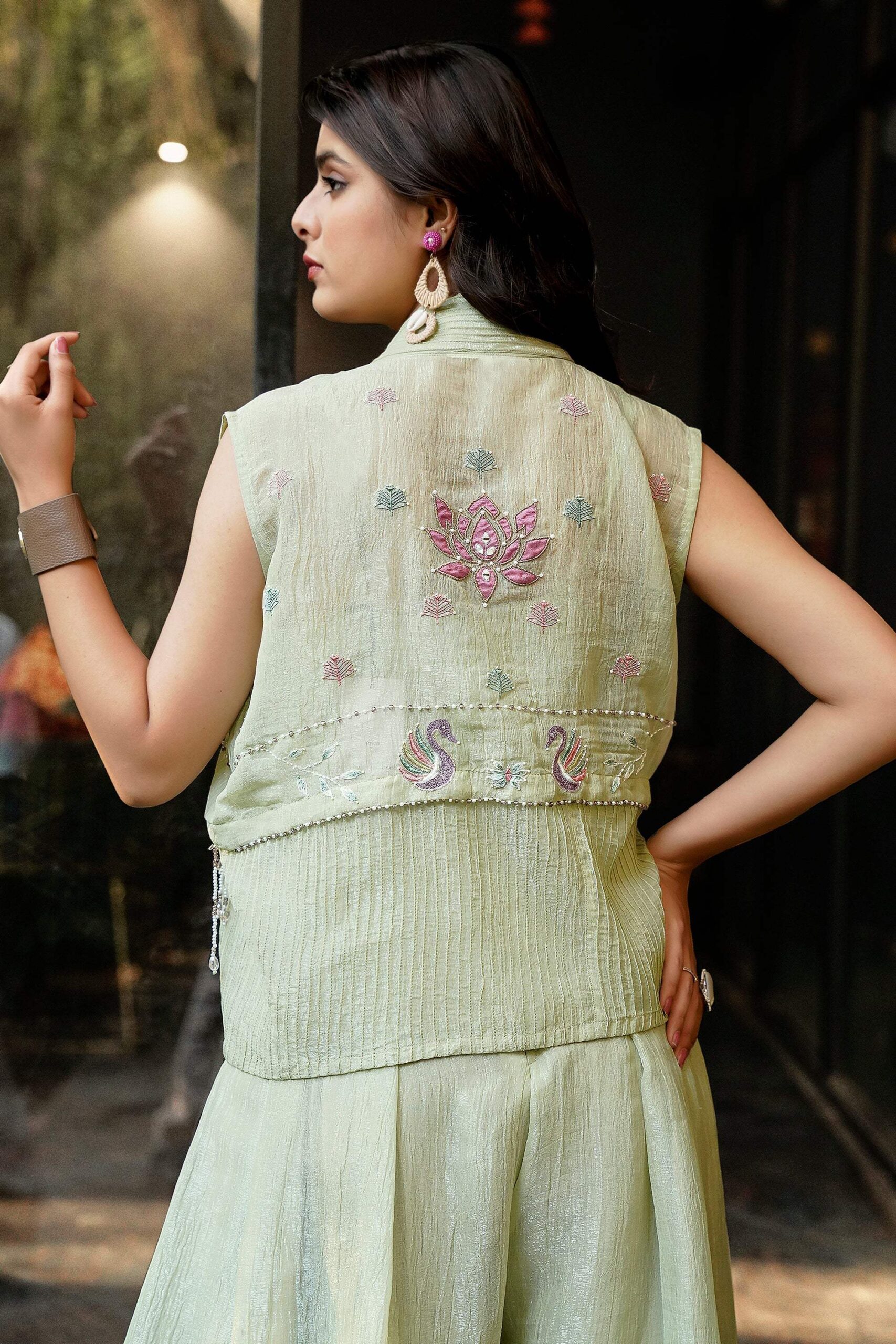 Signature jacket palazzo set - Ivory - Image 4