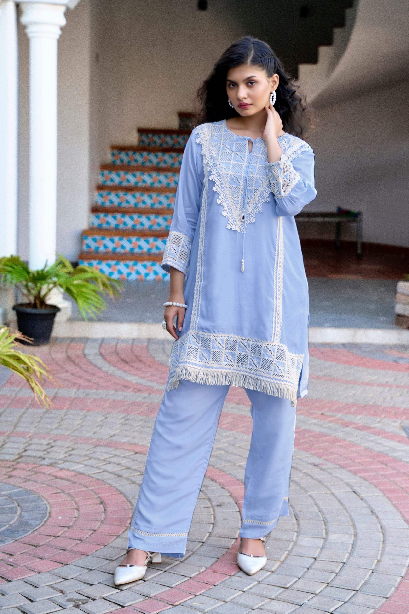 Pastel Charm Crochet Co-ord Set - Sky - Image 2