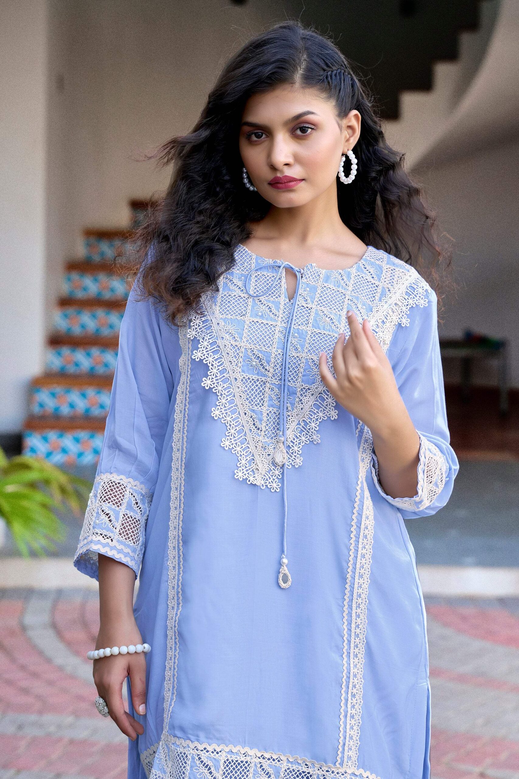Pastel Charm Crochet Co-ord Set - Sky - Image 3