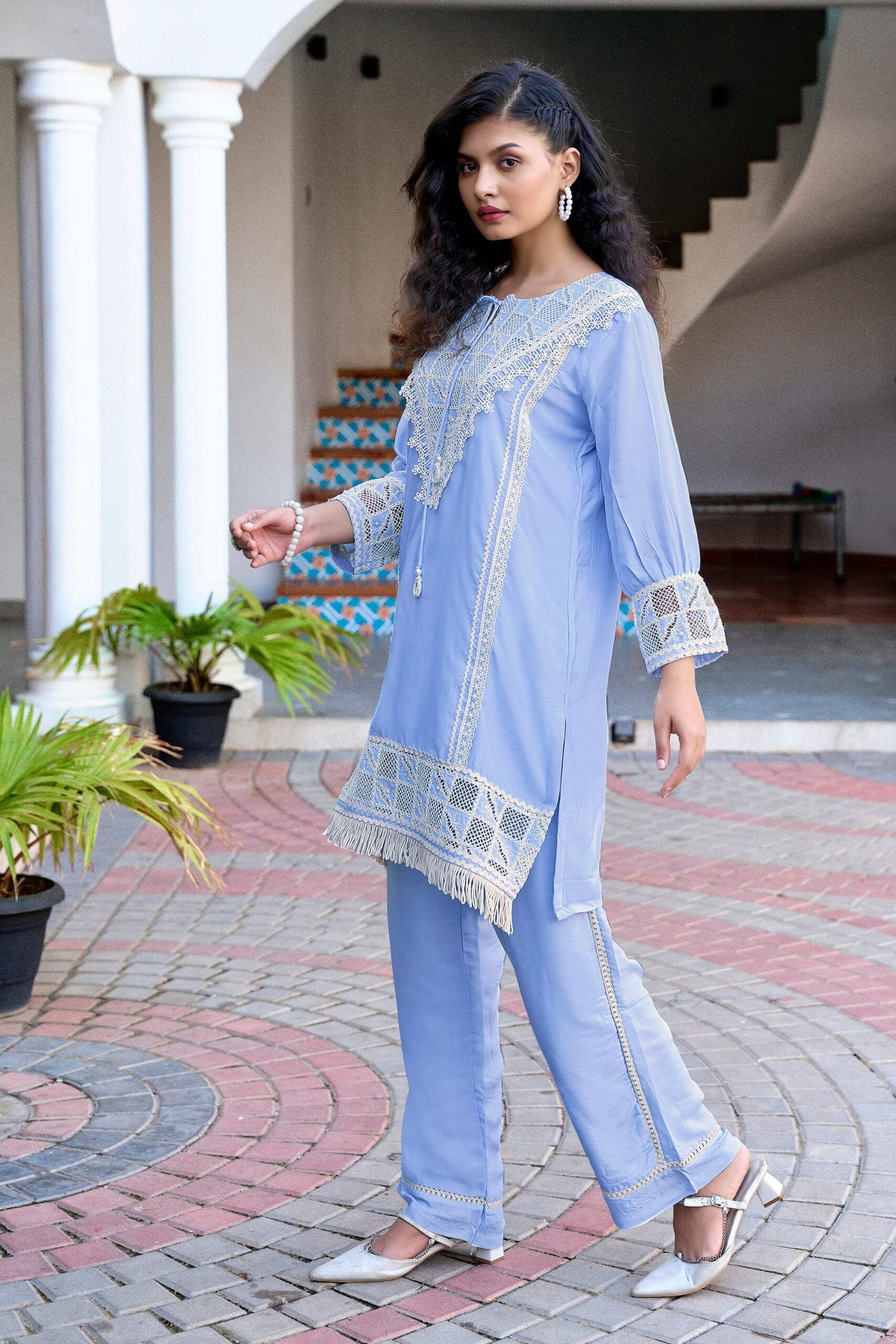Pastel Charm Crochet Co-ord Set - Sky - Image 4