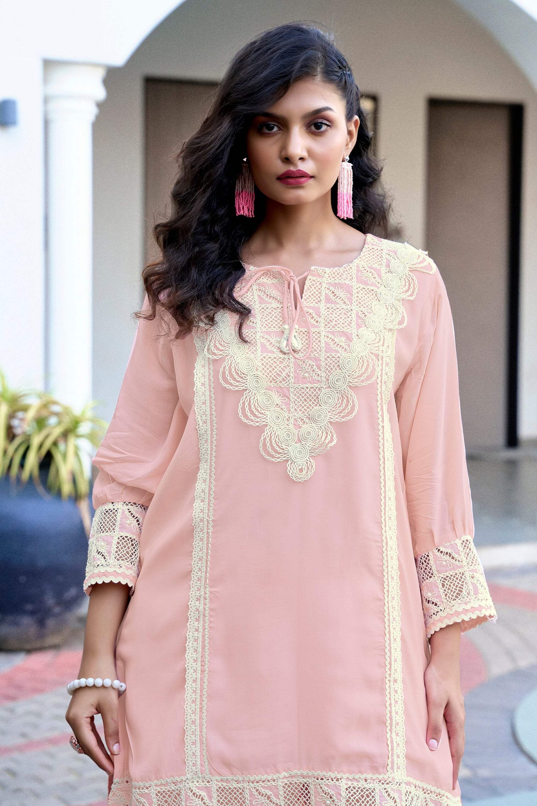 Pastel Charm Crochet Co-ord Set - Peach - Image 3
