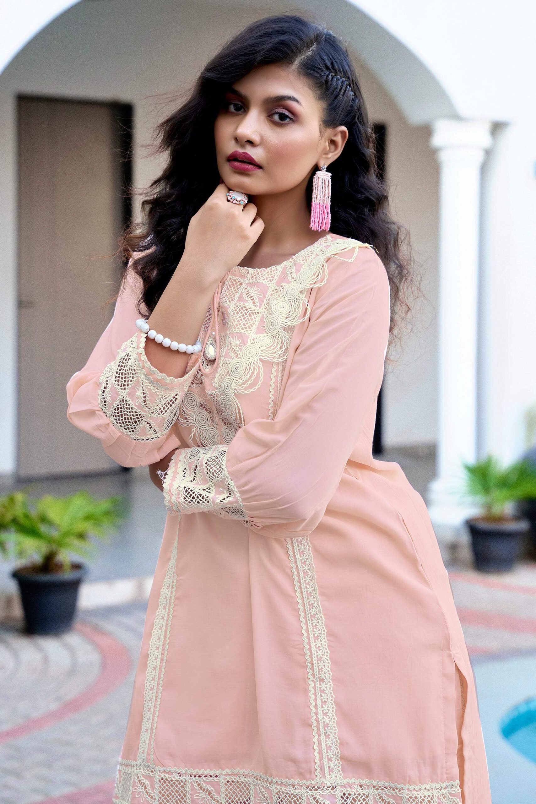 Pastel Charm Crochet Co-ord Set - Peach - Image 4