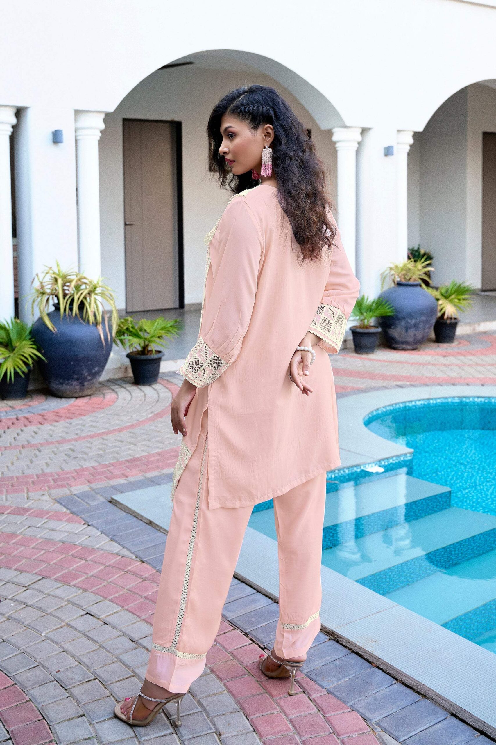 Pastel Charm Crochet Co-ord Set - Peach - Image 6