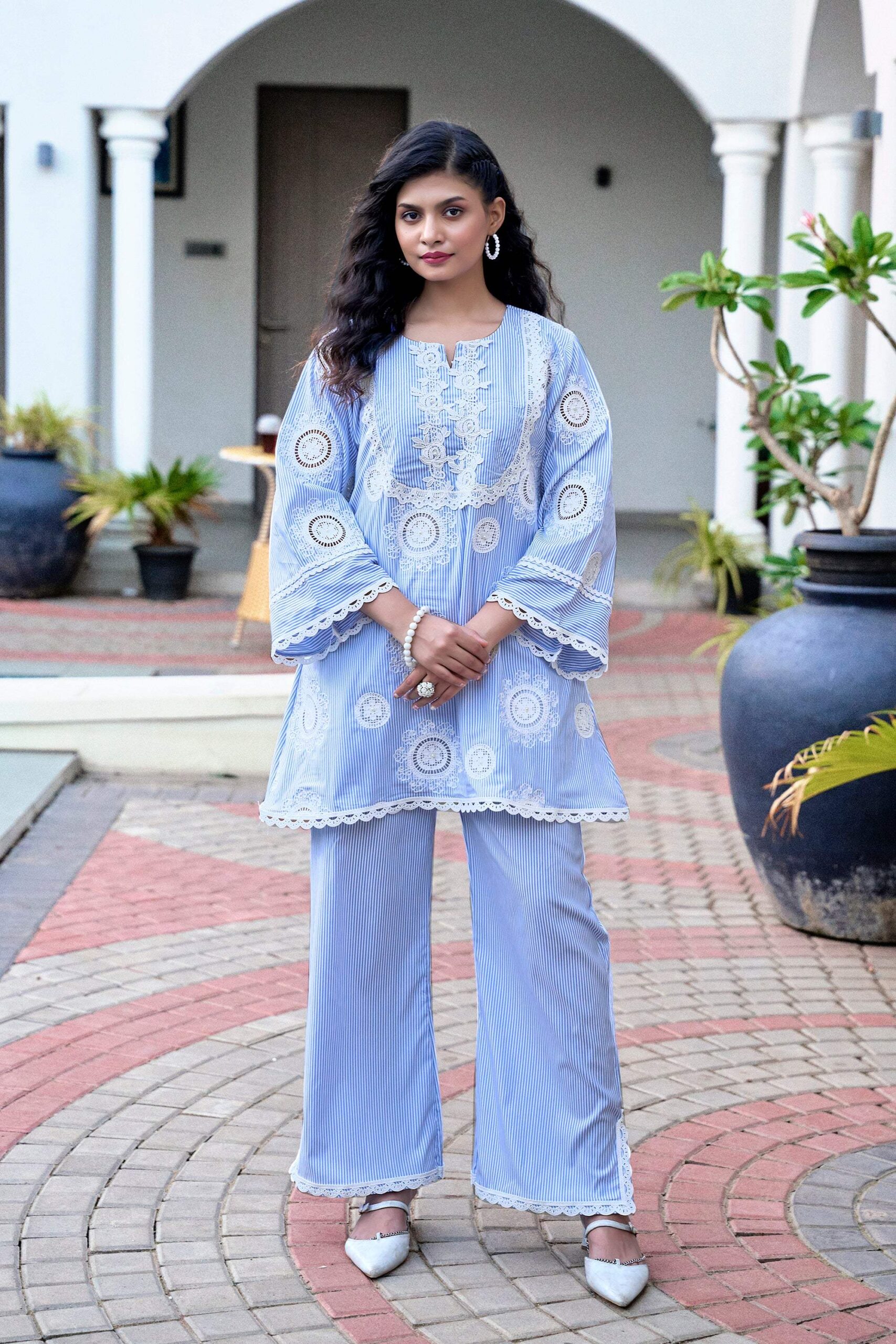 Candy Stripe Blossom Set - Blue
