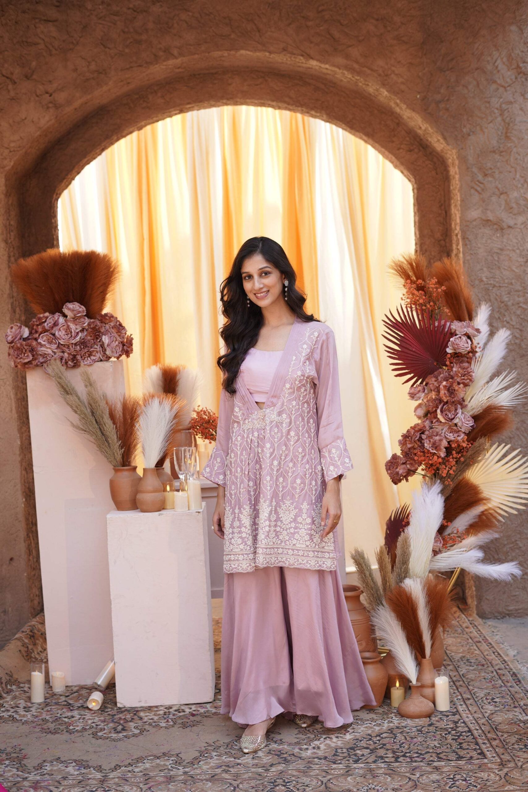 Embroidered top- palazzo three-piece set - Image 2