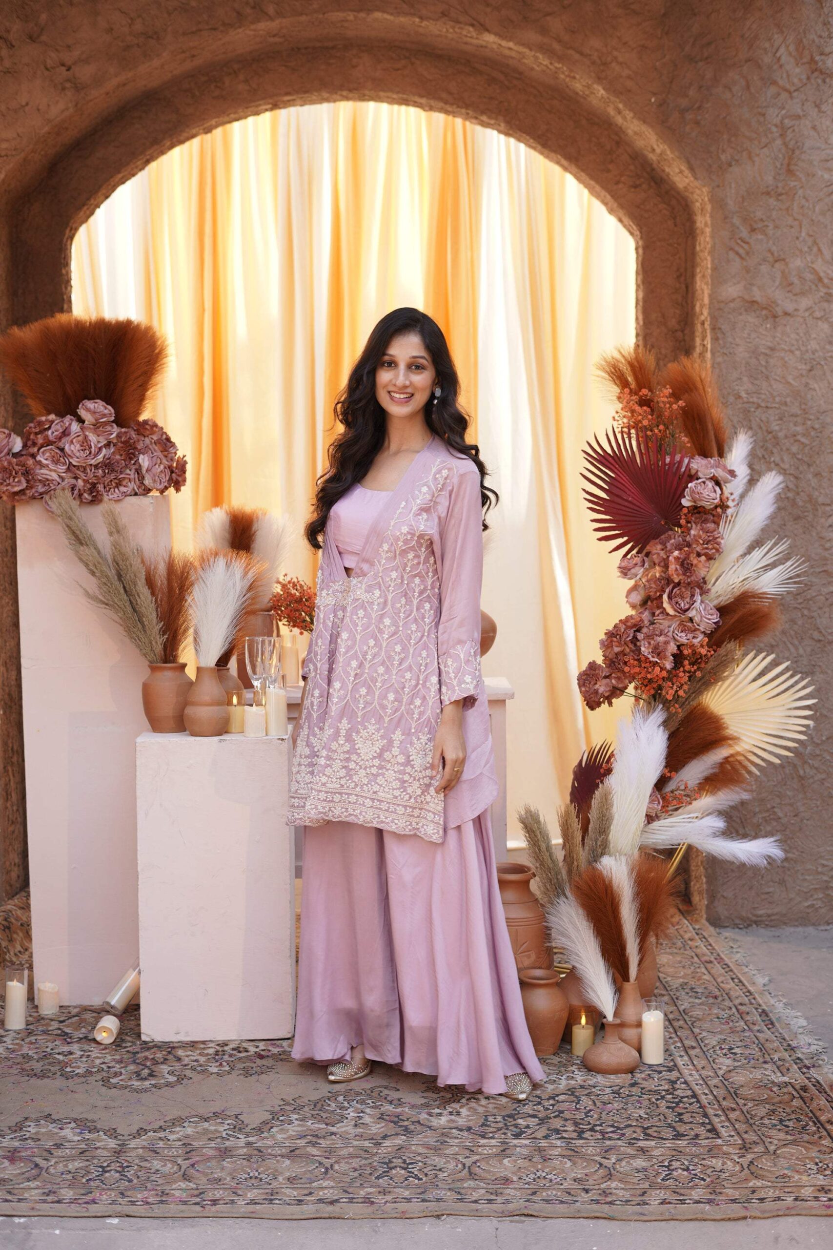 Embroidered top- palazzo three-piece set - Image 3
