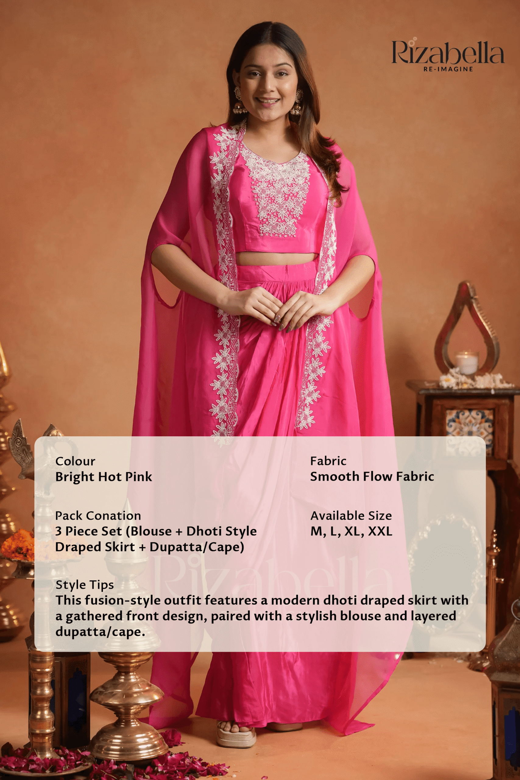 3 PCS dhoti style drape skirt - Image 6